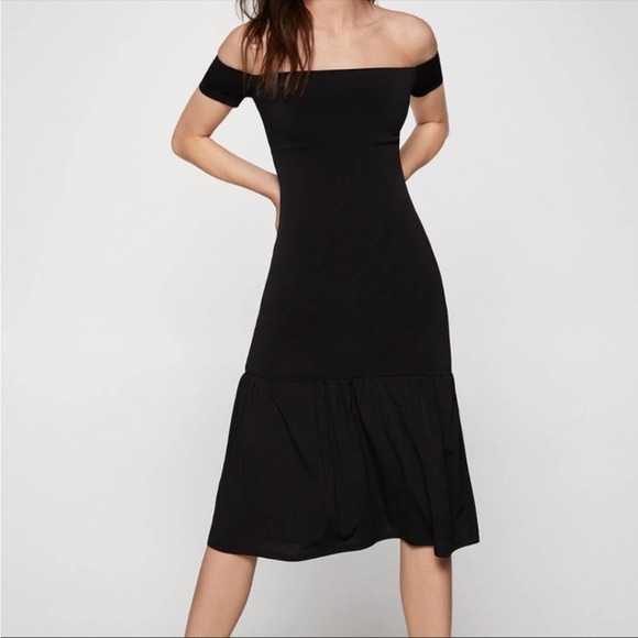 BCBGeneration off the shoulder women’s black dress. Size medium - Picture 3 of 10